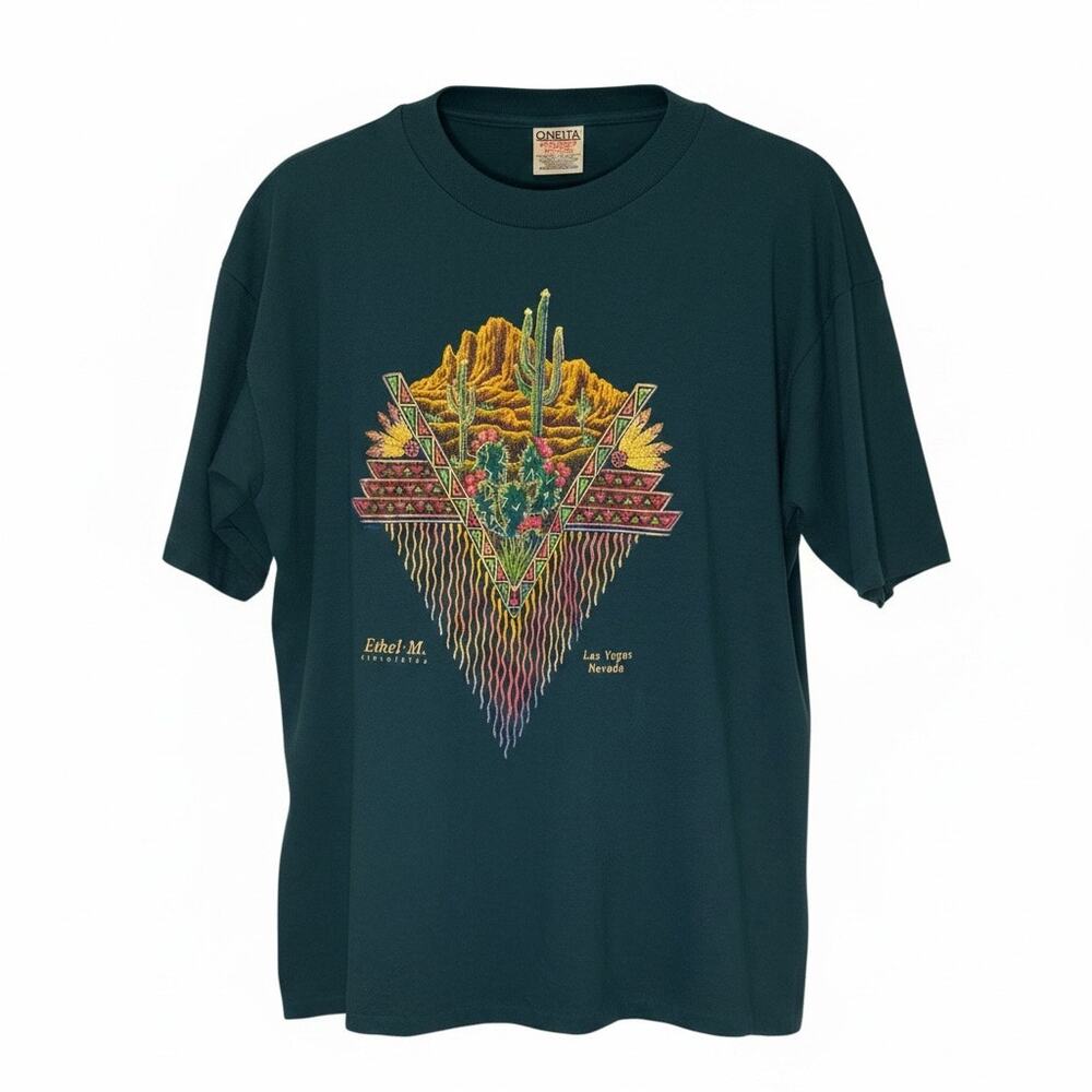 Vintage Oneita Ethel M Chocolates Las Vegas Nevada Single Stitch Graphic Tee L